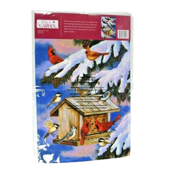 Erins Garden Winter Bird House Decorative Garden Flag 12.5 x 18 inches New - Picture 2 of 4